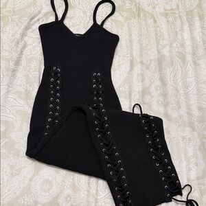 Black Lace-Up Maxi Dress